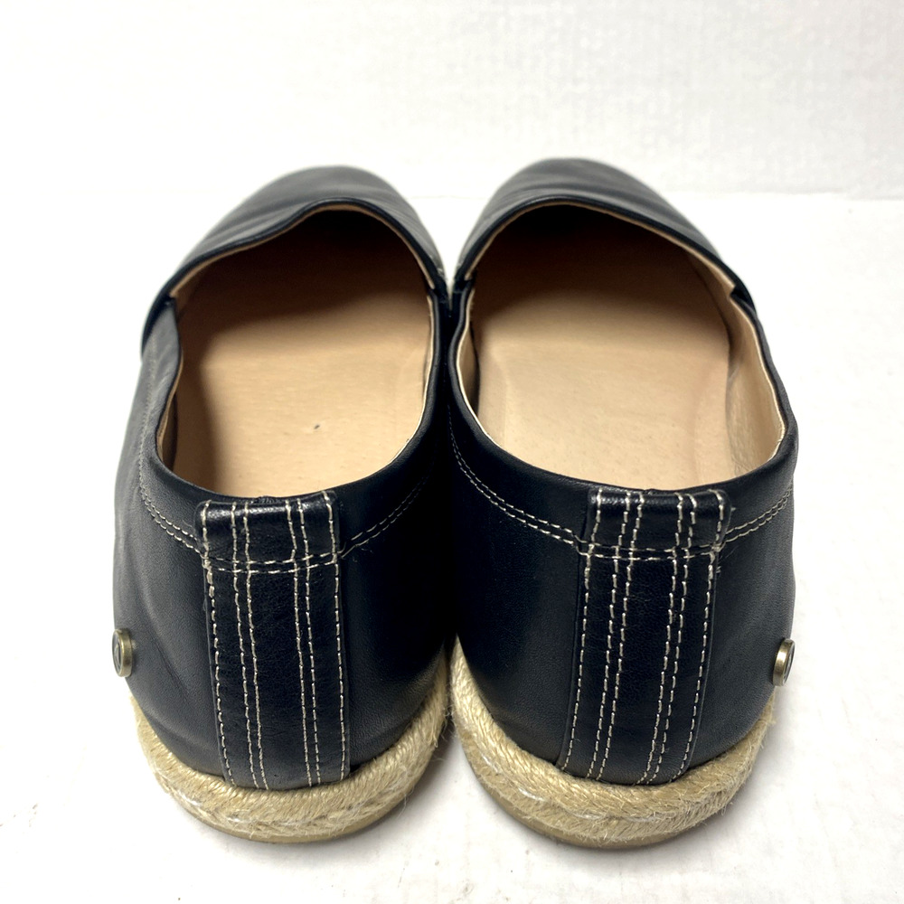 ABEO Blake Black Leather Espadrille Flat Loafer Round Toe Slip On Comfort 9.5 - Picture 5 of 6